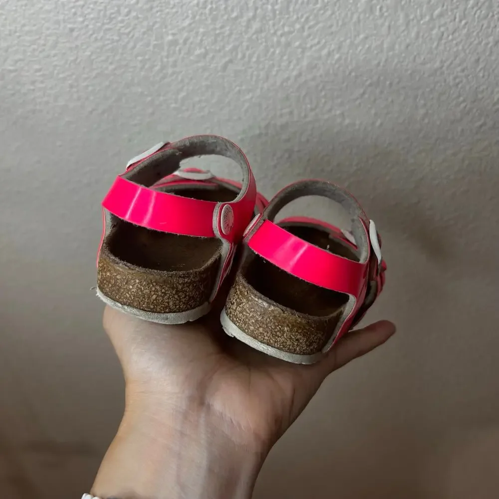 Birkenstock Rio sandals in bright neon pink and white sole 25 / C7